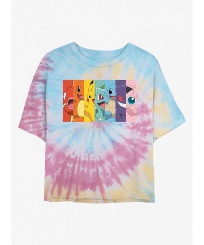 Pokemon Rainbow Faces Tie-Dye Girls Crop T-Shirt $7.16 T-Shirts