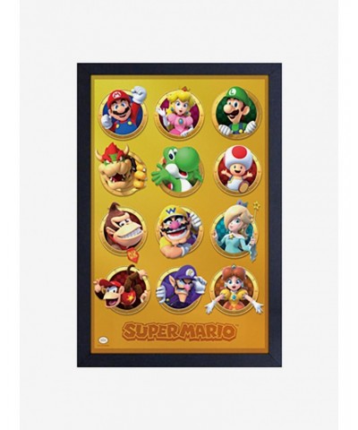 Nintendo Mario Gold Group Framed Wood Wall Art $12.45 Merchandises