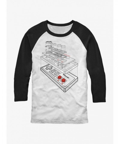 Nintendo Controller Schematic Raglan T-Shirt $9.83 T-Shirts