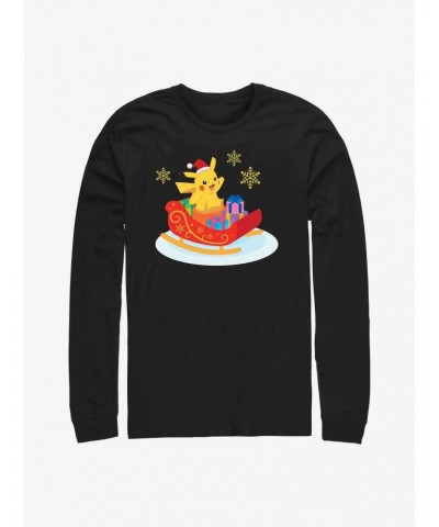 Pokemon Pikachu Sleigh Ride Long-Sleeve T-Shirt $11.05 T-Shirts
