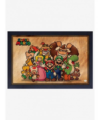Nintendo Mario Old Paper Framed Wood Wall Art $10.96 Merchandises