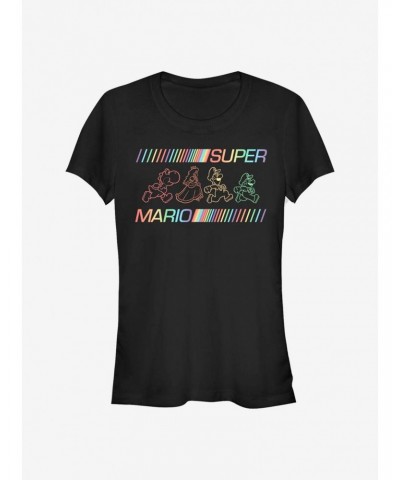 Super Mario Rainbow Mario Run Girls T-Shirt $8.54 T-Shirts
